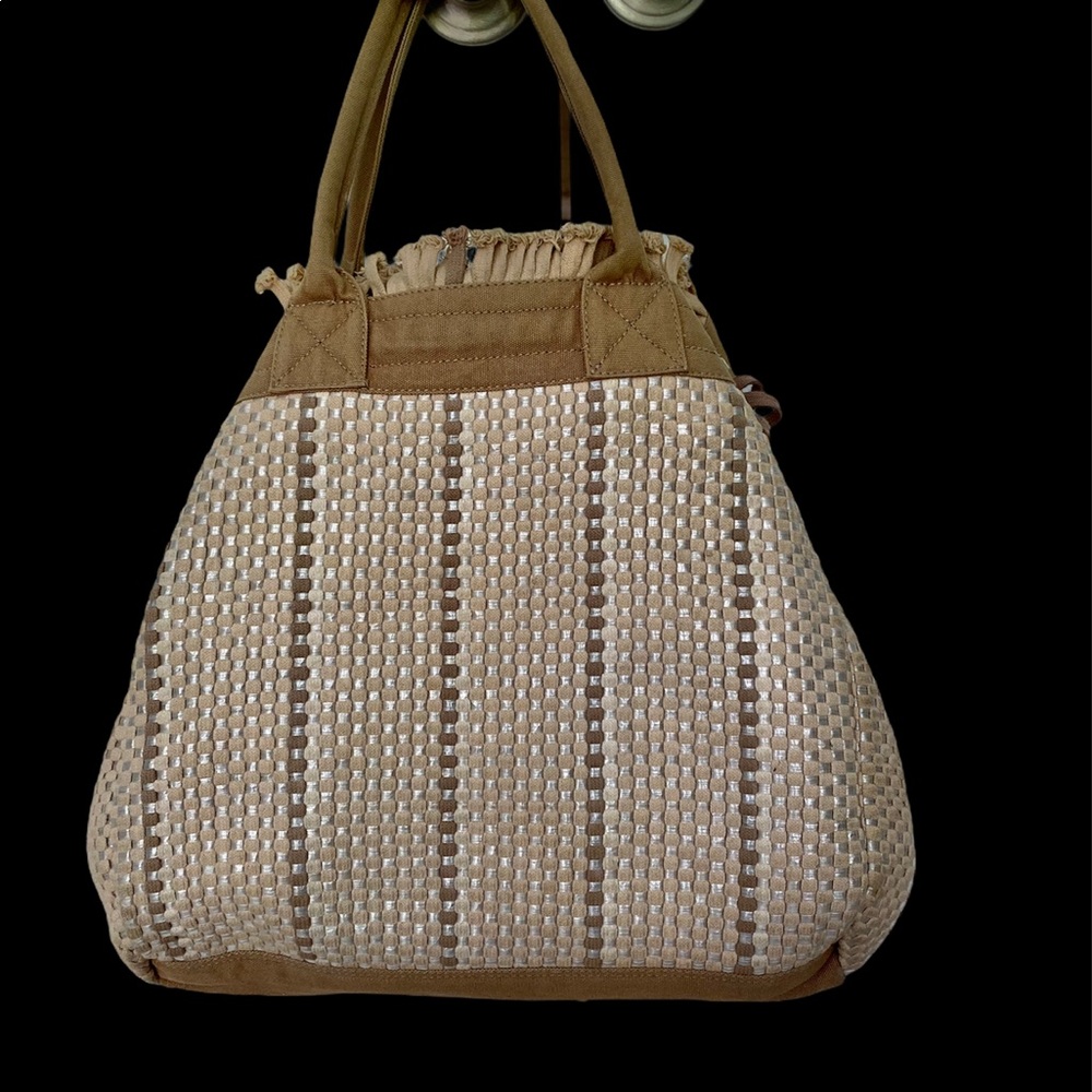 Tan macrame purse tote made in India for Gap